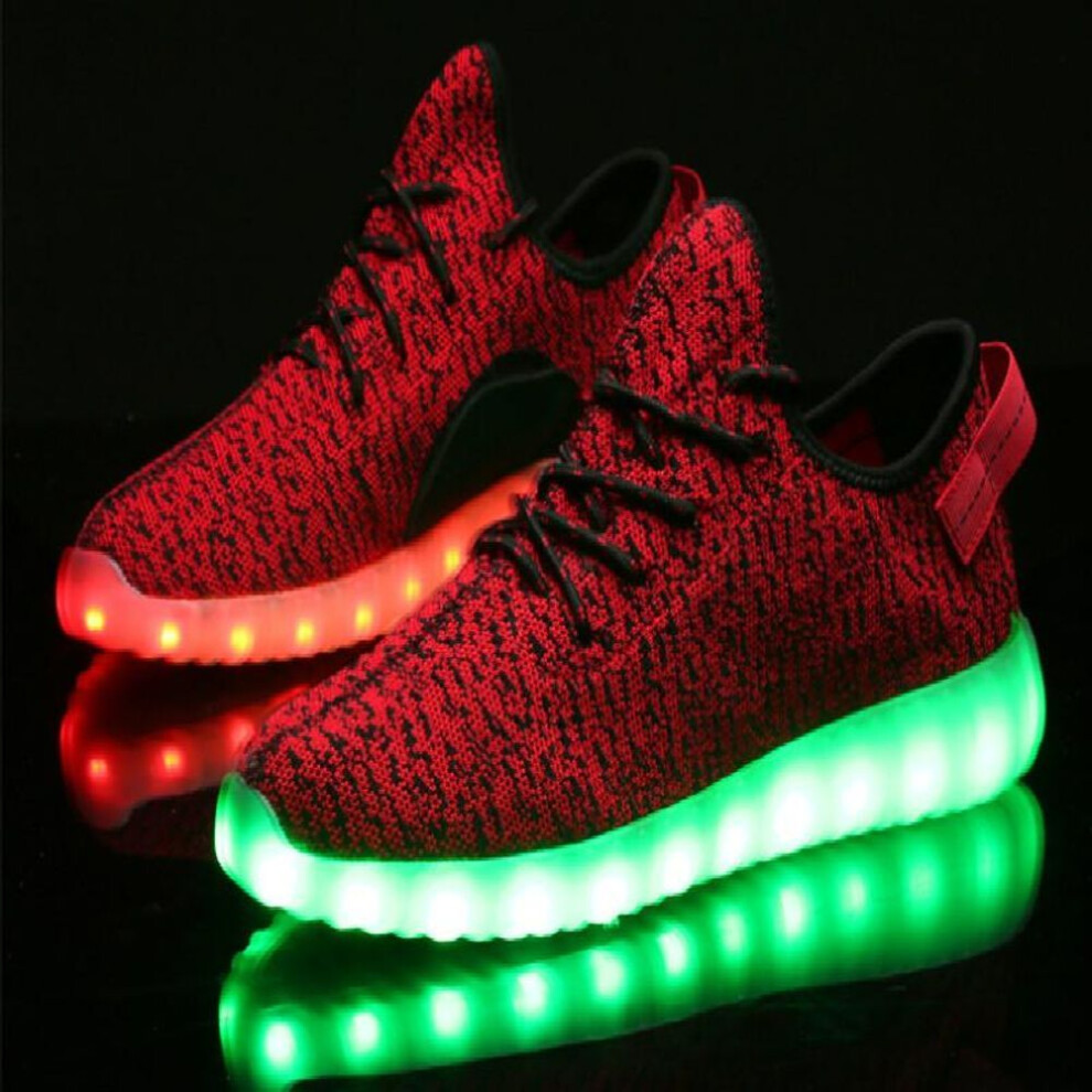 (red, 45) Led Fiber Optic Shoes for Men Women USB Recharge Glowing Sneakers Man Light Up Shoes Sports Shoes Size 25-46