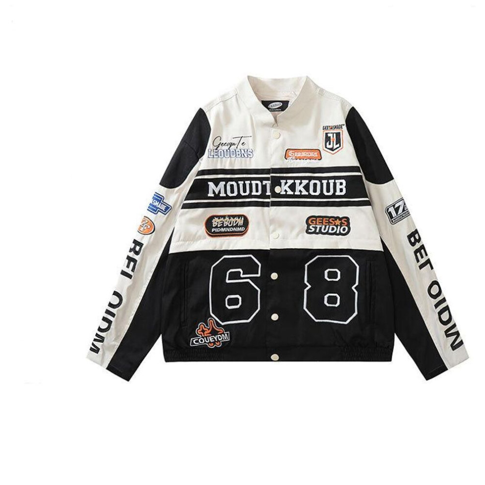 (black, S) American Detachable Biker Jacket Retro Design Sense Jacket Women Loose Spicy Girl Racing Clothes Baseball Suit High Quality