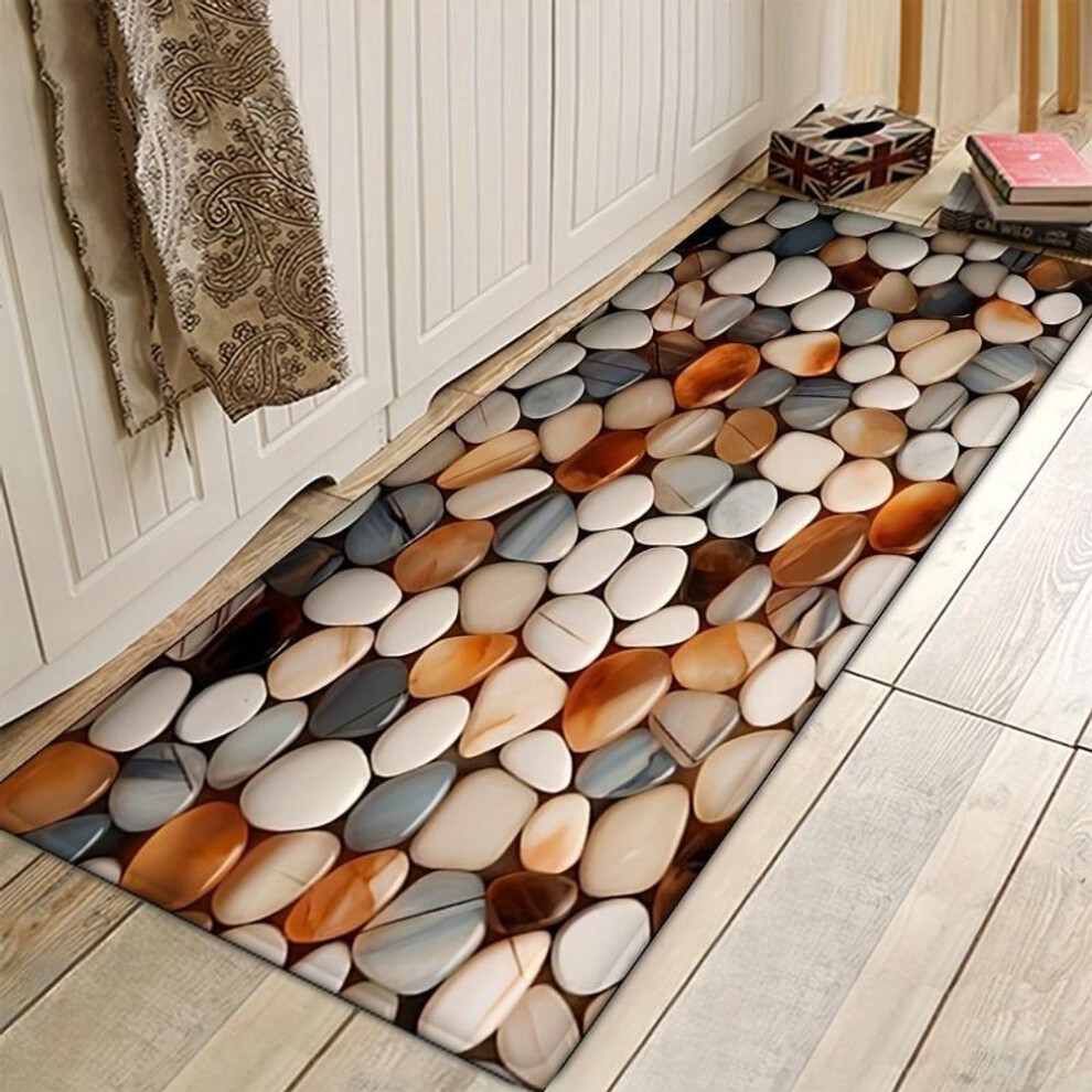 (160*200cm) 1Pcs Anti Fatigue Kitchen Rugs, Pebble Print Waterproof Non-Slip Thick Cushioned Kitchen Mat Heavy Duty Comfort Standing Mat for Kitchen