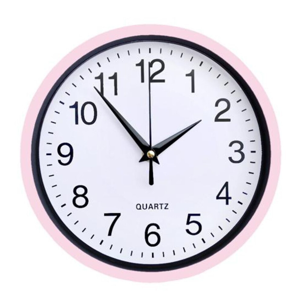 (light pink) Clock Silent Non-Ticking Hanging Clock Large Number Round Clock