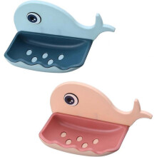 2 Pcs Waterproof Soap Dishes Dish Holder Wall Mounted Whale Box Water Drainage Holes