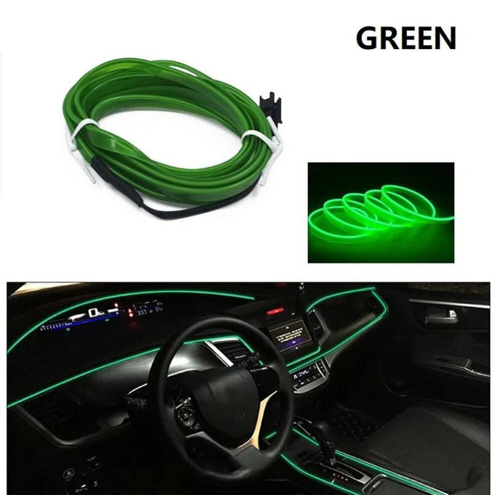(green, 5M Wiring drive) Flexible LED Strip Neon Light for Car Interior