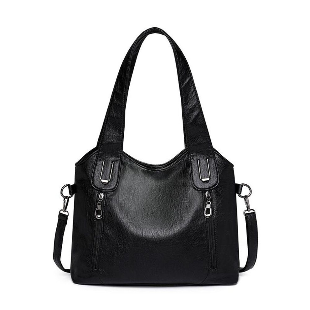 (black) Large Capacity Tote Bag Handbag Women's Shoulder Bag Soft Leather Crossbody Bag