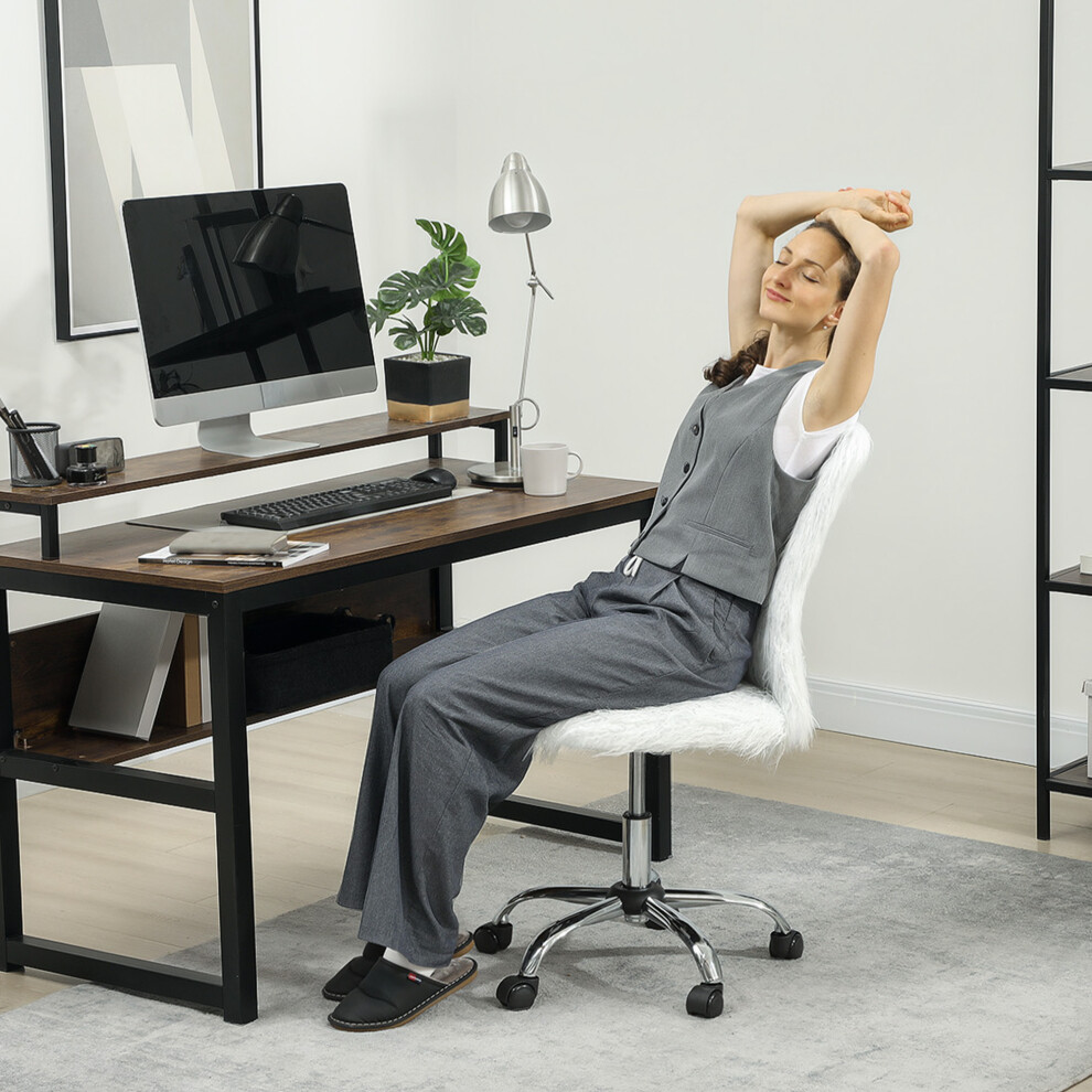 HOMCOM Armless Makeup Vanity Chair, 360 wivel Computer Chair, White