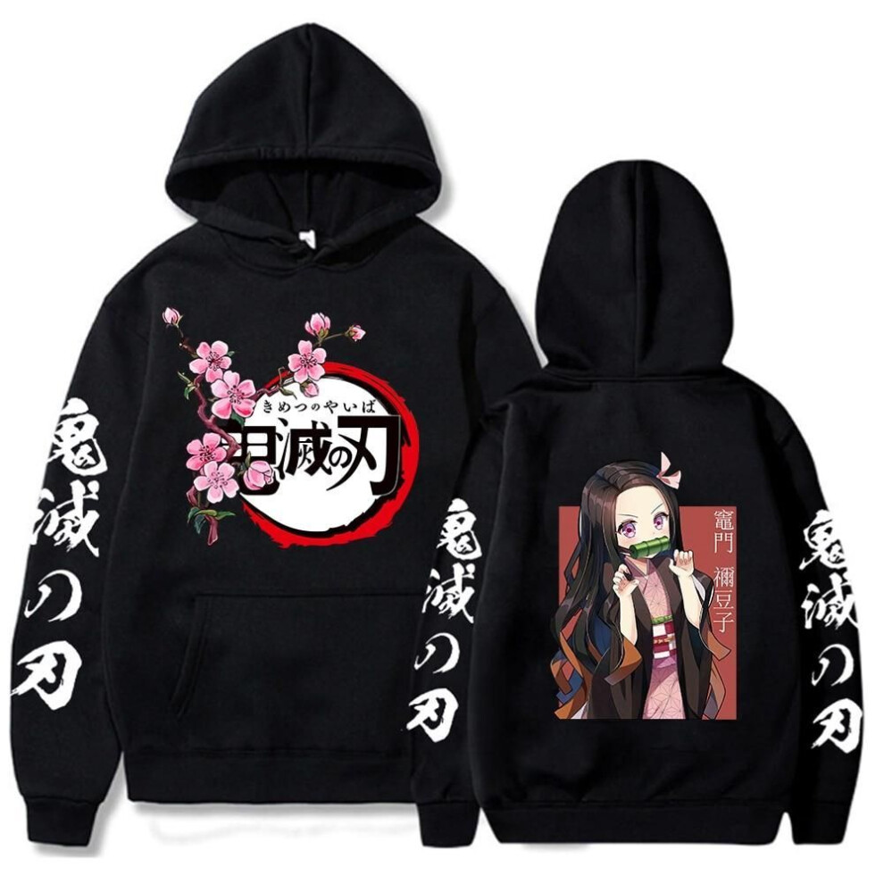 (black, M) Japan Anime Kawaii Demon Slayer Kamado Nezuko Manga Hoodies Sweatshirts Tops Pullovers Streetwear Unisex Cartoon sweatshirt