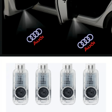 Pacote com 4 luzes de projetor compatíveis com o logotipo da Audi para A4L/A5/A6L/A7/A8L/Q3/Q5/Q7 - Iluminação de boas-vindas e ambiente