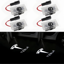 4 peças de luz de projetor de logotipo de porta, luz de boas-vindas, luz de degrau compatível com Tesla Modelo 3 Modelo Y Modelo S Modelo X,