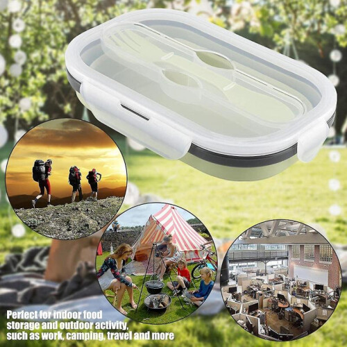 Collapsible Silicone Food Storage Container, Leftover Meal Box for Kitchen, Bento Lunch Boxes 2