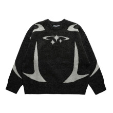 (black, S) Men's Vintage Knitwear Y2K Stars Graphic Sweaters Winter Harajuku Oversized Pullover Sweater Unisex Aesthetics Clothes For Teens