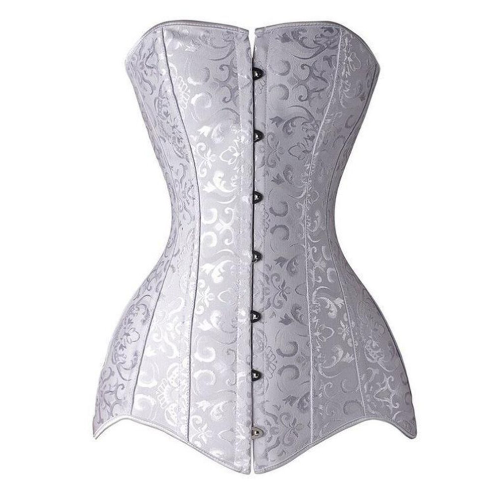 (white, XXXL) Women Plus Size Long Corsets and Bustiers Gaine Burlesque Corsage
