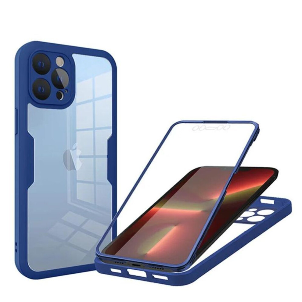 (blue, For iPhone 15) 360 Full Body Shockproof Protective Case For iPhone 15 14 13 Pro Max 12 11 X XS XR 7 8 Plus SE 2020 2022 SE2 SE3 Mini Double Side Cover Cases