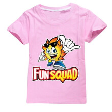 (Pink, 5-6 Years) Kids Girls Boys Fun Squad Gaming Print Short Sleeve T-shirt Casual Cotton Top