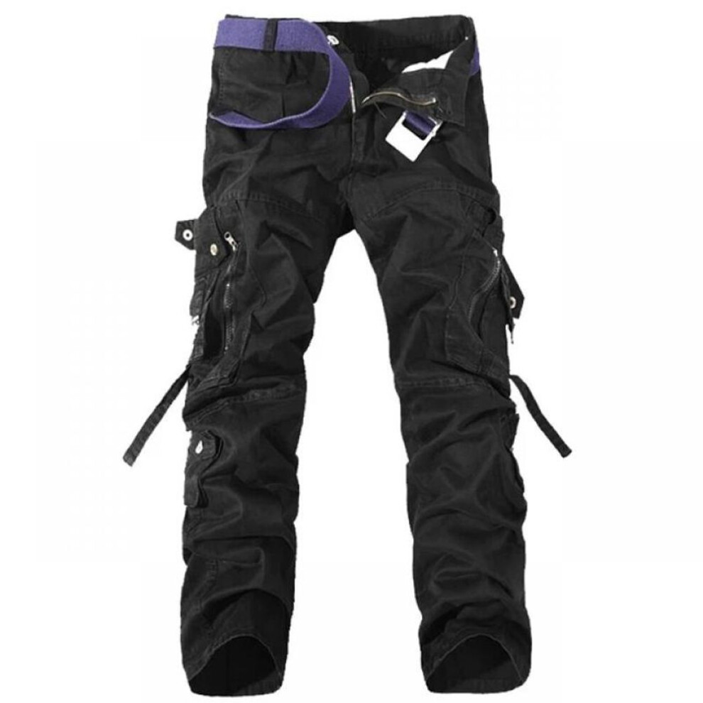 (black, 33) 2024 Fashion Military Cargo Pants Mens Trousers Overalls Casual Baggy Army Cargo Pants Men Plus Size Multi-pocket Tactical Pants