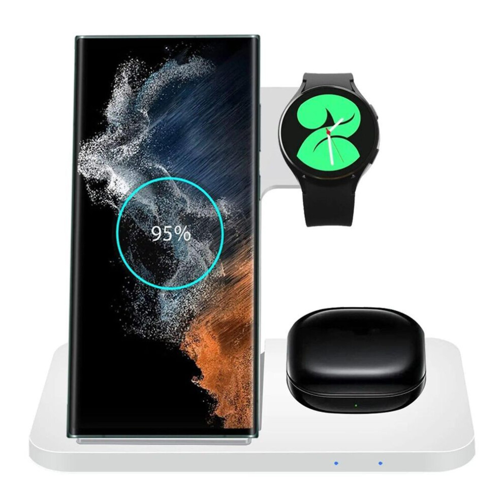(white, For Samsung Watch) 3 in 1 Wireless Charger Station for Samsung S23/S22/S21/Note 20 Z Flip Fold 4/3 Fast Charging Stand for Galaxy Watch 5/Pro Buds