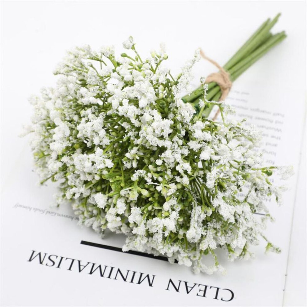 (white) 12pcs White Artificial Gypsophila Flowers Wedding Bridal Floral Bouquets Baby Breath Fake Flower Home Decoration for Vase Table