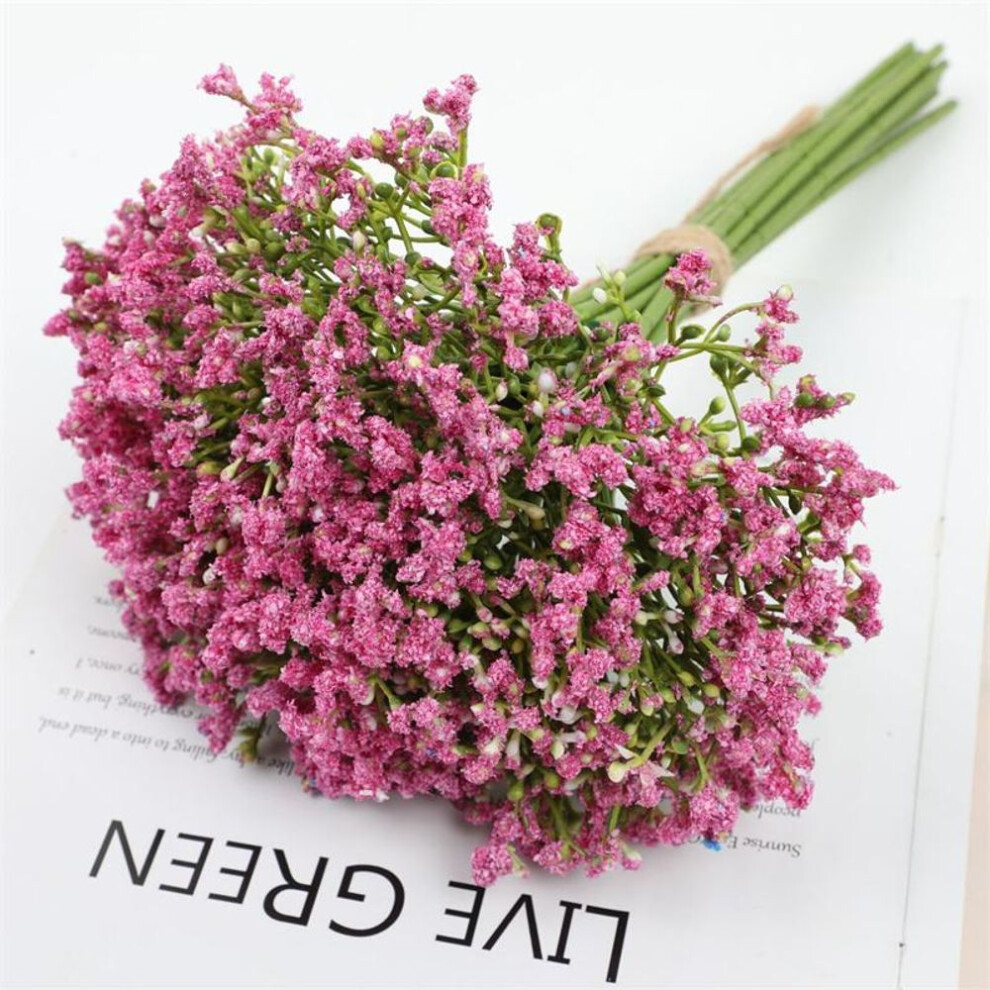(pink) 12pcs White Artificial Gypsophila Flowers Wedding Bridal Floral Bouquets Baby Breath Fake Flower Home Decoration for Vase Table