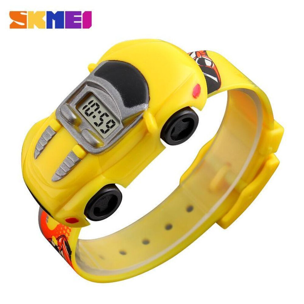 (yellow) Skmei Wristwatch Digital Watch Sport Kids Casual LED Car Cartoon Electronic Children Fashion Wild 1241