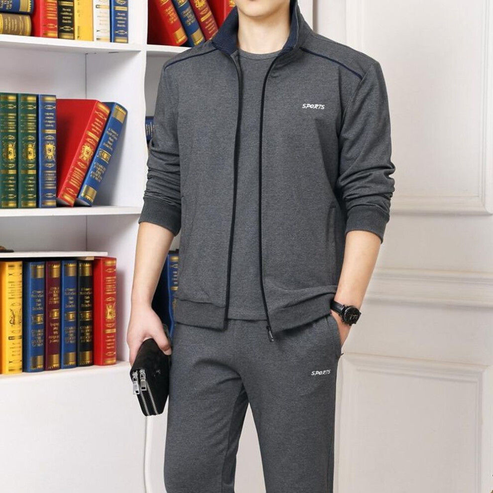 (grey, XXL) Fashion Running Sets Sport Suit Sportswear Sweatshirt +Sweatpants Mens Clothing 2 Pieces Sets Tracksuit Jogging Suits