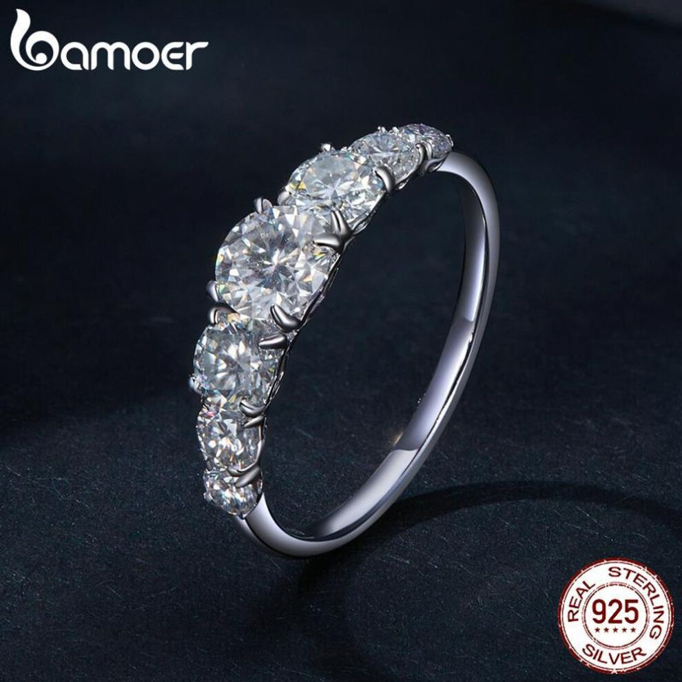 (6) BAMOER D Color VVS1 EX Moissanite Ring Delicate Lab Diamond Ring 925 Sterling Silver for Women Engagement Wedding Jewelry