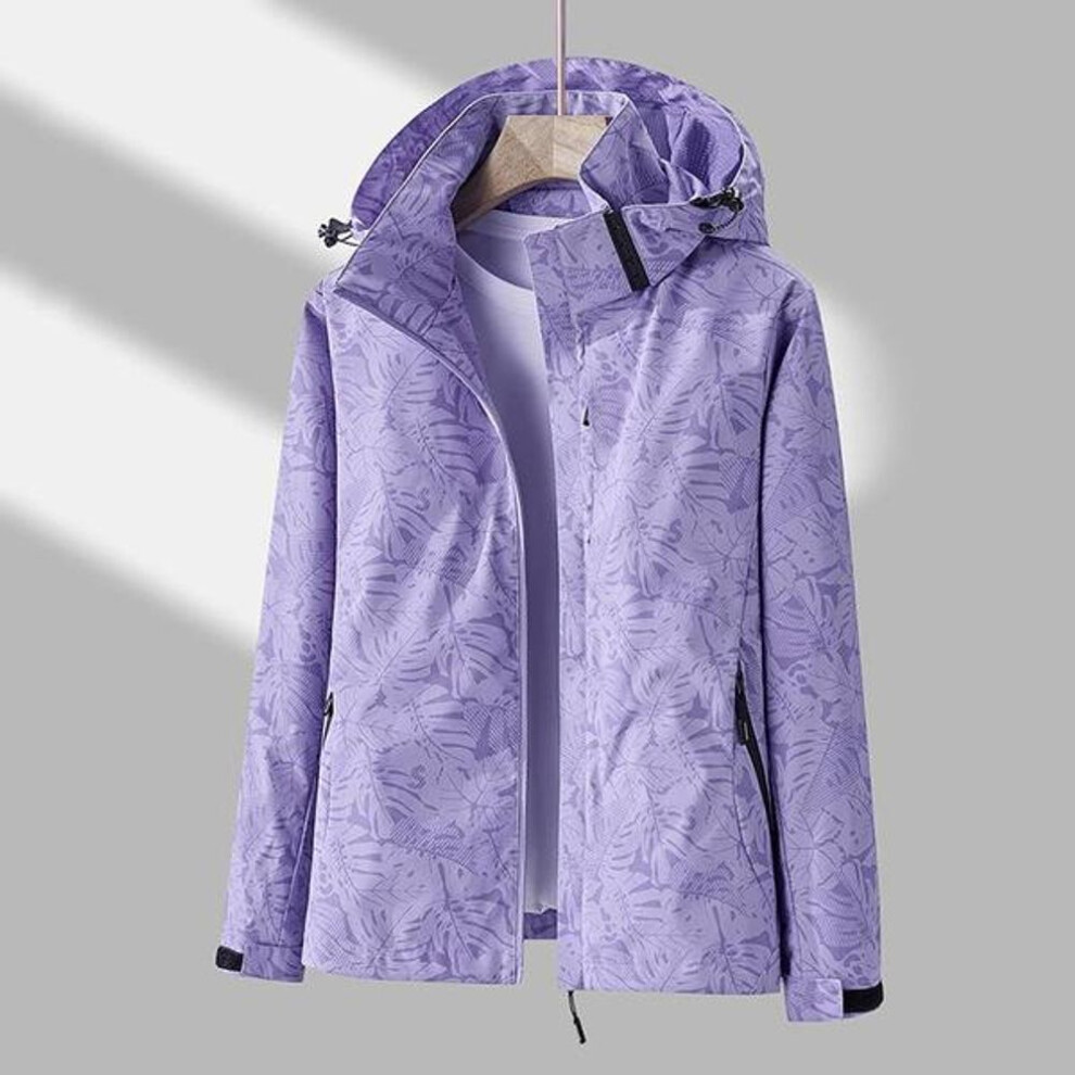 (purple, XL) Jackets for Women Autumn Winter Plus Size Casual Waterproof Thin Lightweight Hooded Coat Zip Windbreaker