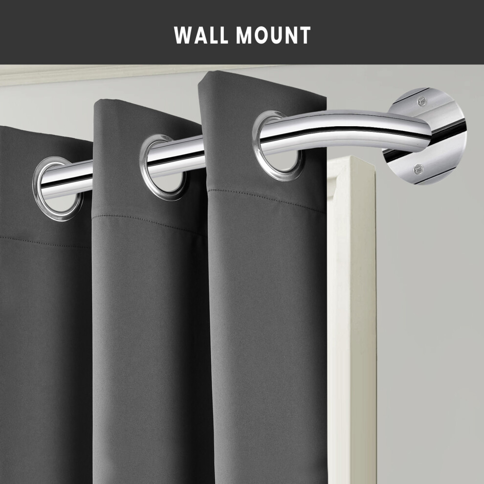Imperial Rooms (120-210 Cm (48" - 83" In), Chrome) Blackout Extendable Metal Curtain Pole 28Mm Room Darkening Rod Brackets Hooks And Fittings