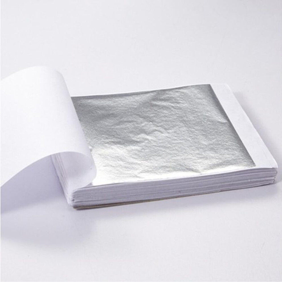 (silver) 100Pcs Art Craft Paper Sheets Practical Design Pure Shiny Gold Silver Rose Gold Sheet for Gilding DIY Craft Party Decoration