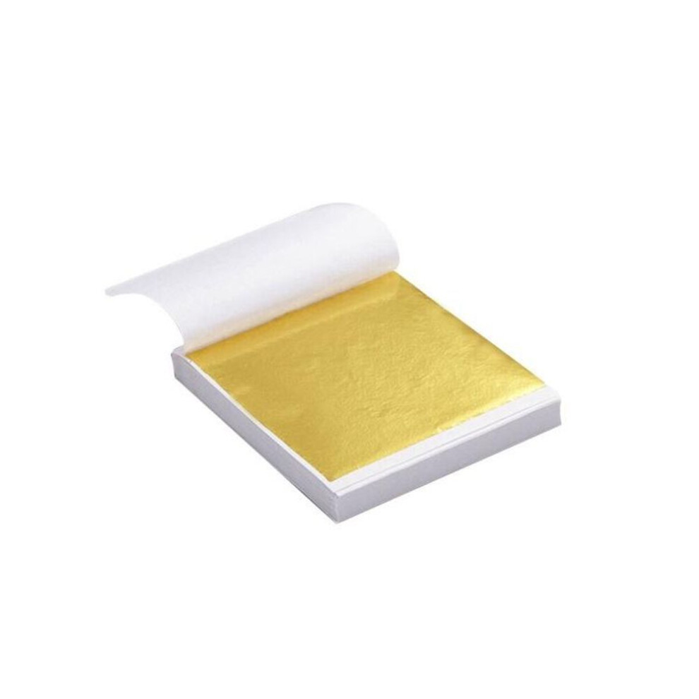 (gold) 100Pcs Art Craft Paper Sheets Practical Design Pure Shiny Gold Silver Rose Gold Sheet for Gilding DIY Craft Party Decoration