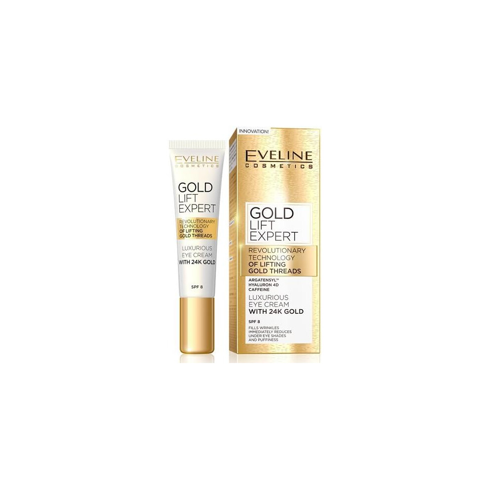 Gold/Cream Eveline Lift Expert Luxurious Eye With 24K Spf8 - 15Ml | Anti-Wrinkle | Reduce Under Eye Shades