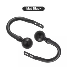 (Hold Backs Pair, Matt Black) Extendable Blackout Curtain Metal Pole Matt Black and Chrome