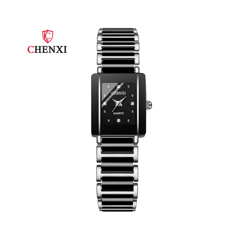 (femmes noires) CHENXI Couple Montre Pour Femmes Hommes Céramique Unique Bracelet Montre-Bracelet Décontracté