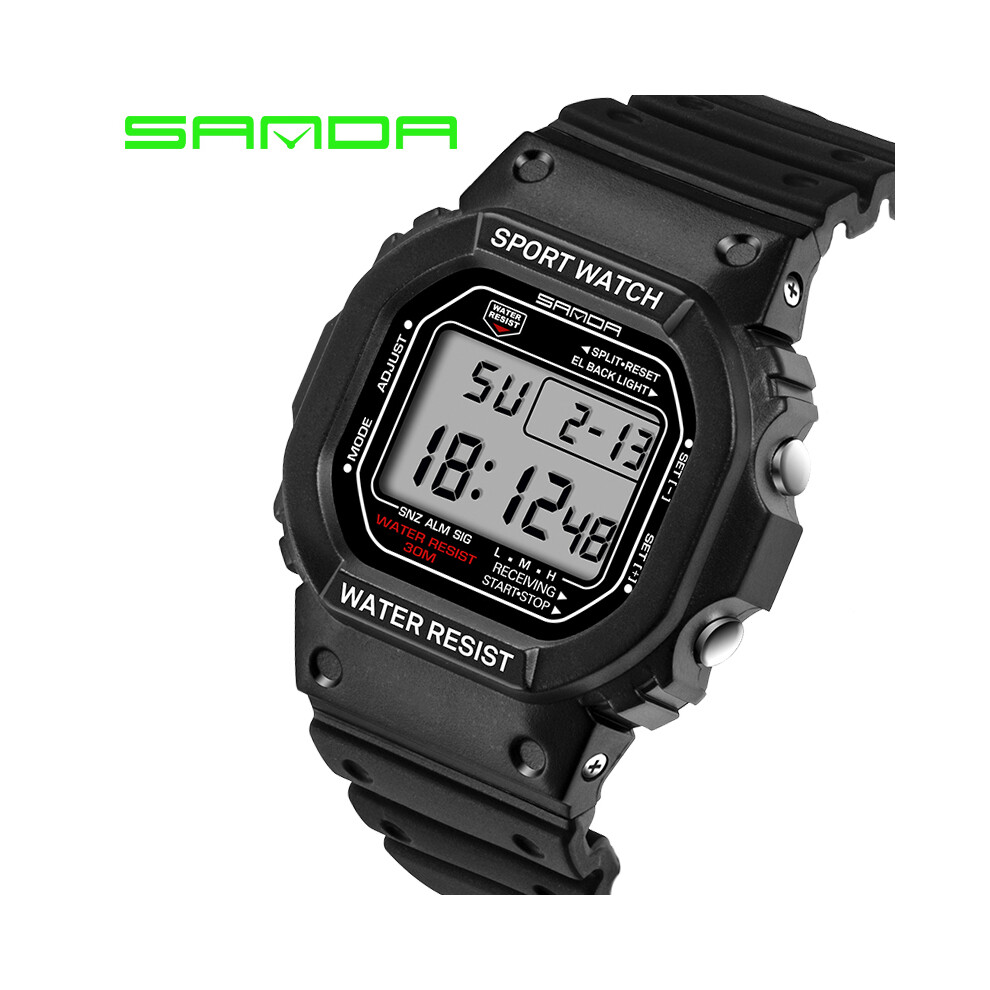 (Femme Noir blanc) SANDA Montre de sport Hommes Femmes Top Marque Professionnelle Étanche Militaire