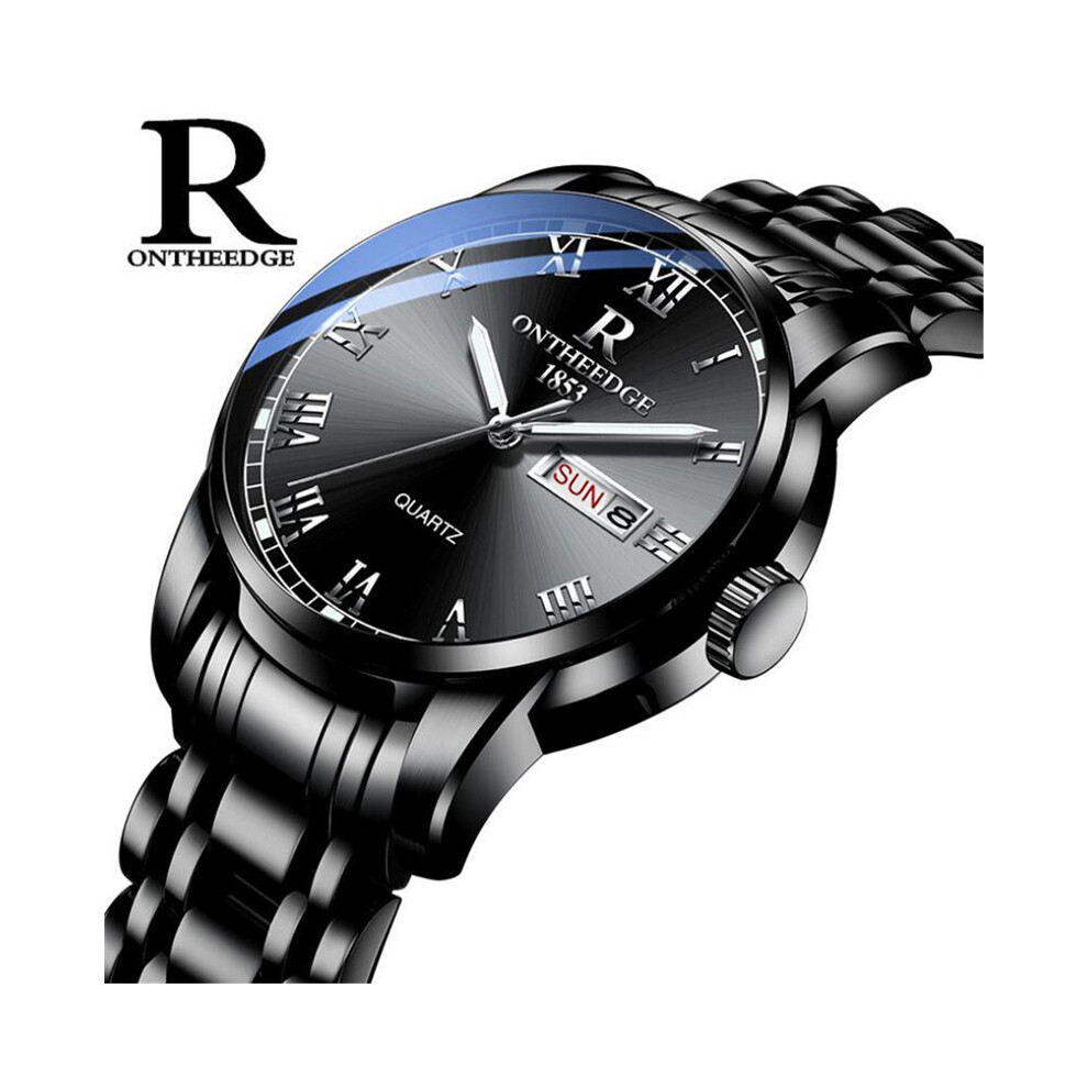 Montre à quartz pour homme et femme, étanche, avec date, en acier argenté, style décontracté