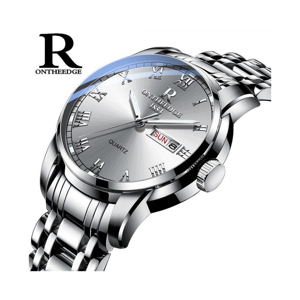 Montre pour homme et femme, étanche, avec date, en acier argenté, style décontracté