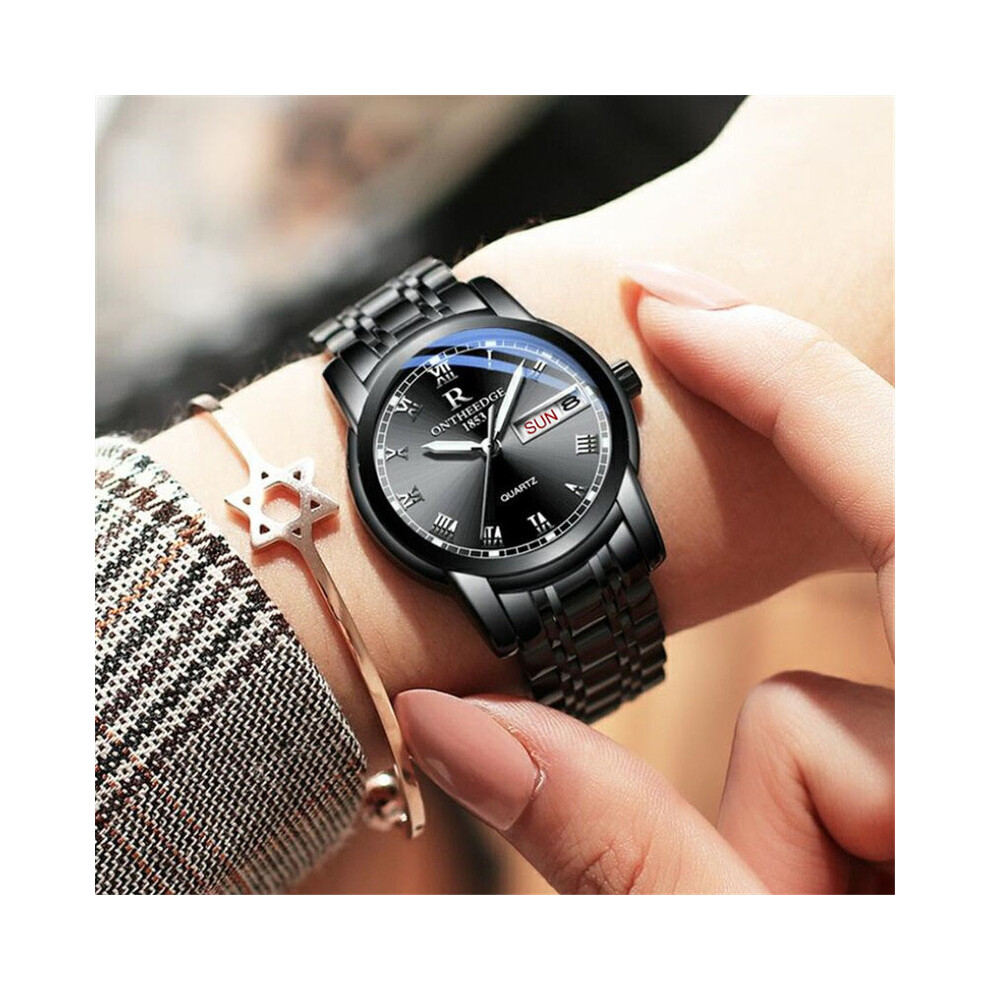 Montre pour homme et femme, étanche, style décontracté, en acier argenté, avec date