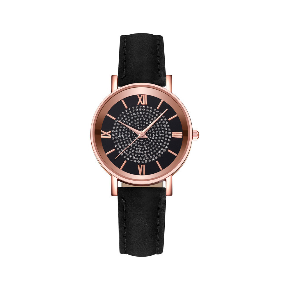 (noir)Relojes Para Mujer Montre Femme Montres De Luxe Montre À Quartz Bracelet En Cuir Cadran Bracelet