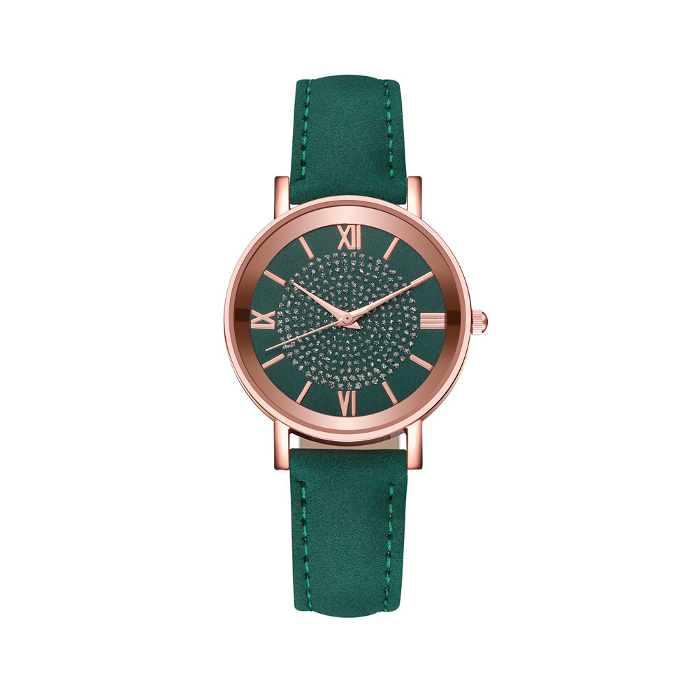 (vert)Relojes Para Mujer Montre Femme Montres de Luxe Montre à Quartz Bracelet en Cuir Cadran Bracelet