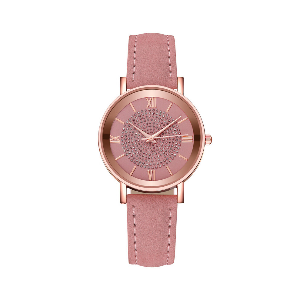 (Rose) Montres pour femmes Montres de luxe Montre à quartz Bracelet en cuir Cadran Bracelet décontracté