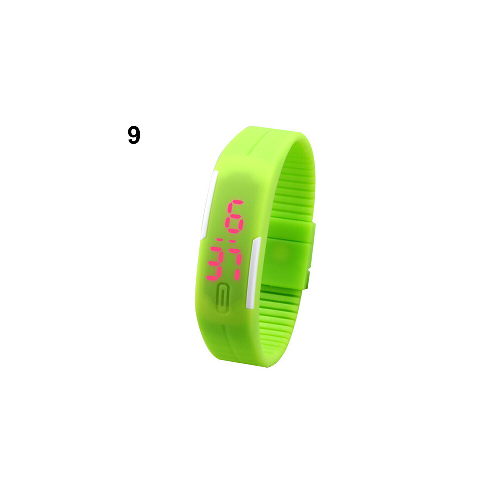 (vert) Montre-bracelet numérique tactile en silicone à LED rouge pour homme et femme