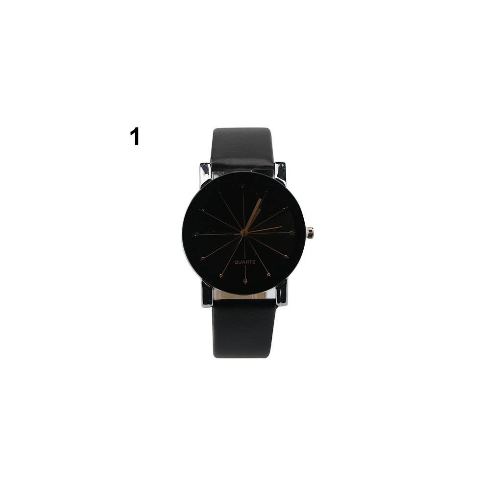 (Hommes Noir) Hommes Femmes Alliage Simili Cuir Montres Quartz Sport Robe Montre-Bracelet couple montre