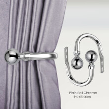 (Holdback Pair, Chrome) Blackout Metal Curtain Pole Extendable Curtain Rods with All Fittings