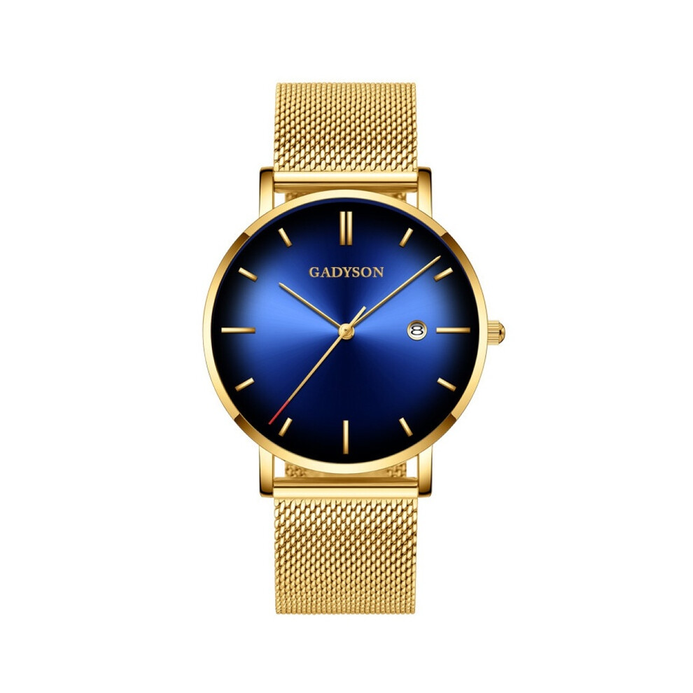 Montre à quartz en cristal bleu doré pour femme, bracelet en acier inoxydable, montre-bracelet de luxe