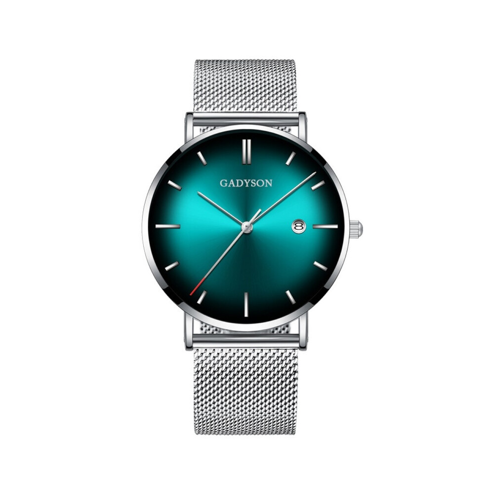 Montre à quartz en cristal vert argenté pour femme, bracelet en acier inoxydable, montre-bracelet de