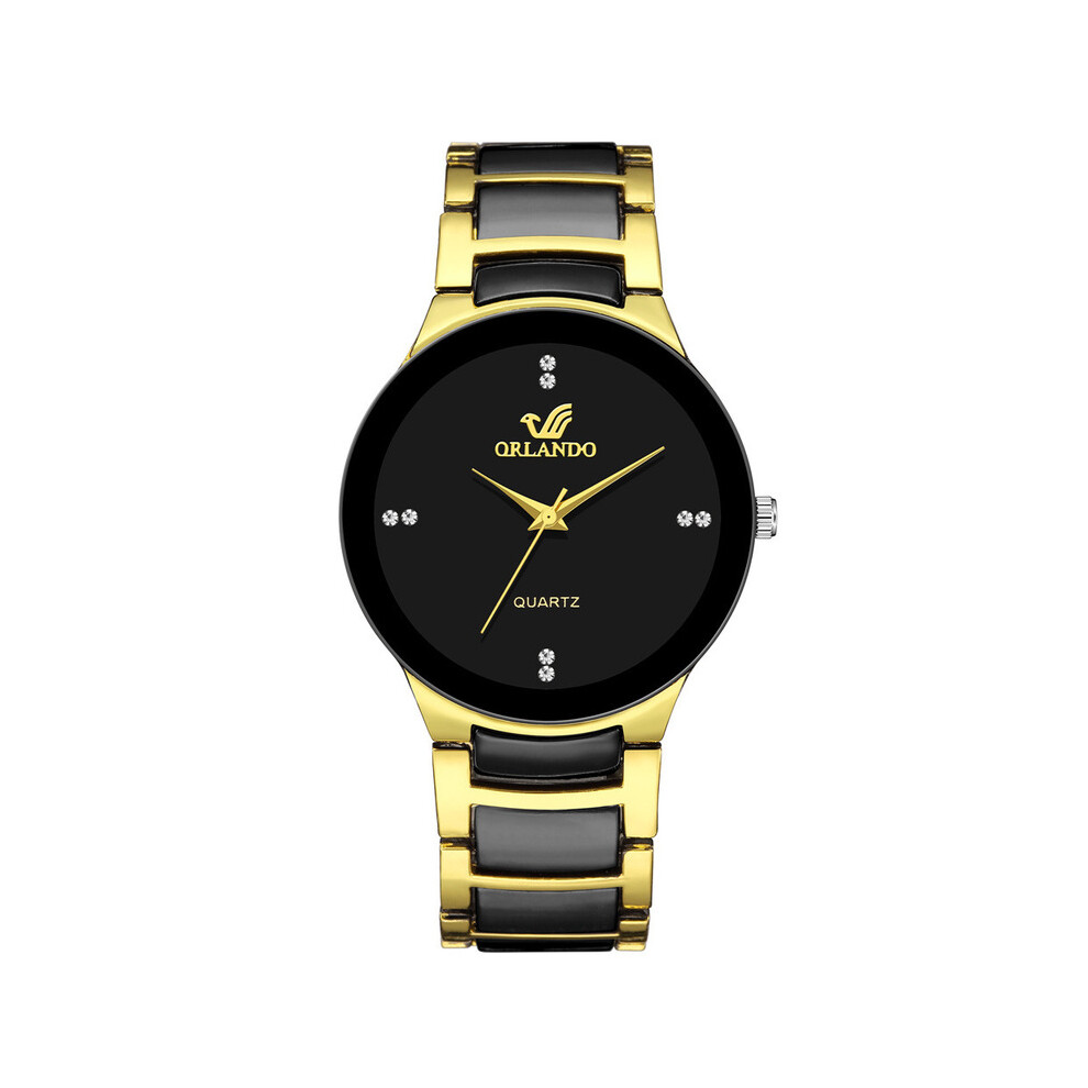 (Noir Grand) Nouveautés Couple Montre Simple Strass Femmes Montres Hommes Montre Fille Garçon Cadeau