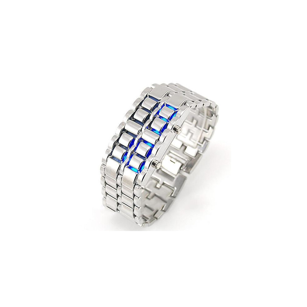 (Bracelet bleu argent) Nouveau bracelet punk cool pour hommes et femmes unisexe en acier inoxydable