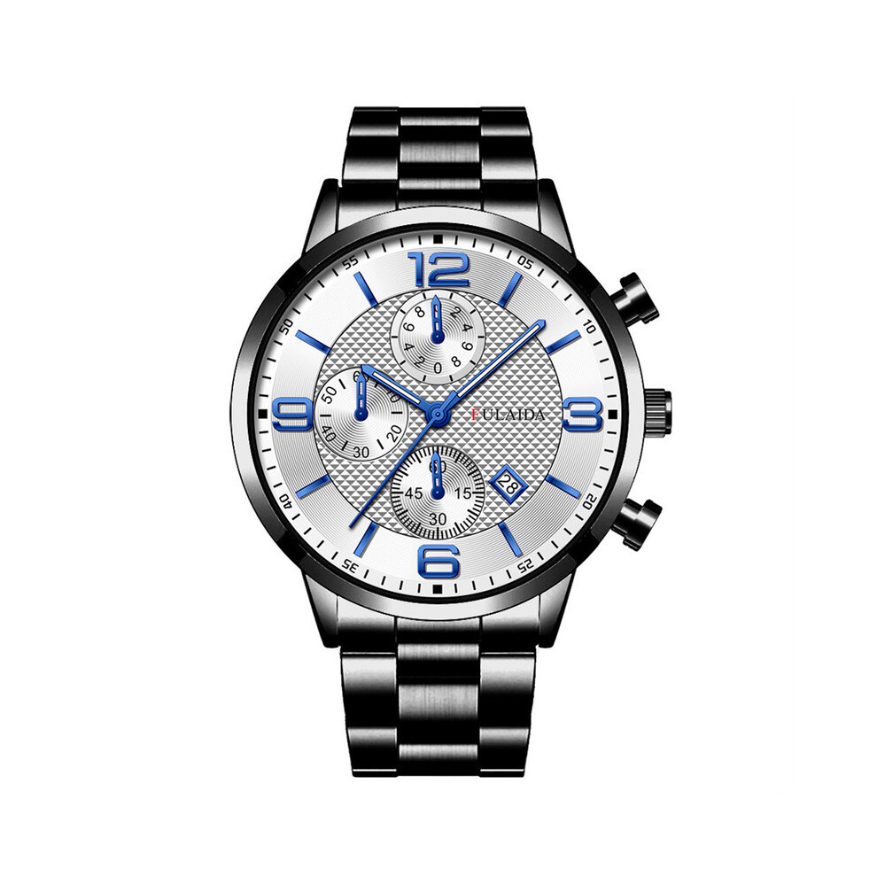(A)Sport Montre-bracelet analogique à quartz pour homme avec boîtier en acier inoxydable et bracelet