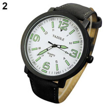(BlackBand WhiteDial) Yksinkertaiset valokellot miesten naiset hehkuvat pimeässä tekonahkahihna Quartz