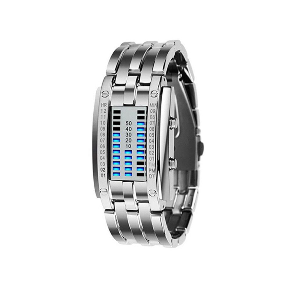 Montres de sport pour couple (bleu argent femme) Marque populaire Luxe Hommes Femmes Créatif Acier inoxydable