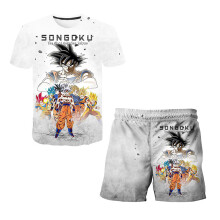 (2719) Conjunto de camiseta de Dragon Ball para niños de 2 piezas, ropa deportiva informal, ropa estampada