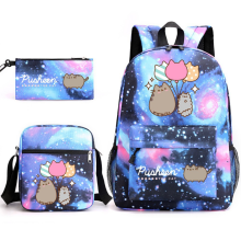 (10)3pcs Kawaii Pusheen Cat Backpacks Cartoon Pusheen Cosplay Schoolbags Boys Girls Penbag Lunch Bag