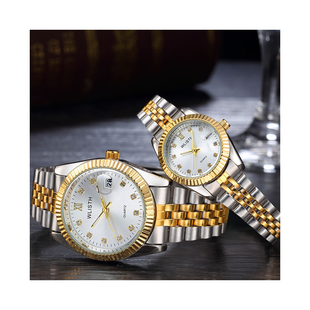 (blanc bicolore) Montre couple 2024 Montres homme Top marque Montre à quartz de luxe Femme Horloge Dames
